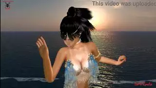 خيال إباحي: راقصة شرقية زرقاء تأخذ قضيبين أسودين كبيرين